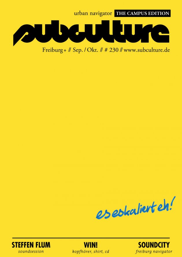 subculture, magazin, freiburg geht aus, party, campus edition, titelseite, september, oktober, 2015